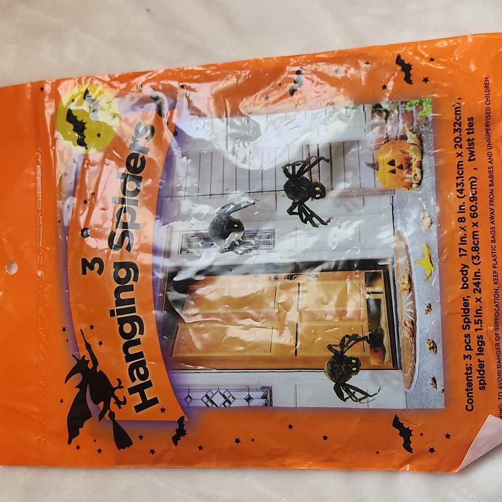 Vintage, Halloween, Giant Lawn Spider and Hanging Spider Set Decoration - Picture 4 of 5